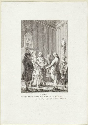 A man points a group to a clock