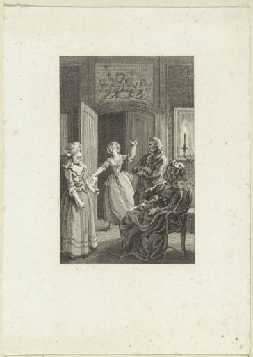 A young woman enters a room with a written paper