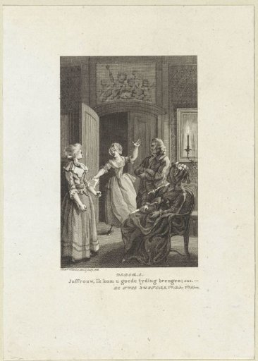 A young woman enters a room with a written paper