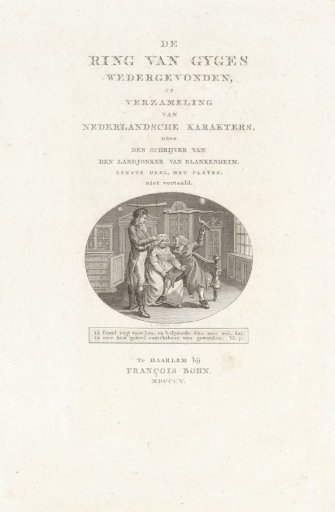 Title page for: Wilhelmus Kist, 'The Ring of Gyges Rediscovered, or Collection of Dutch Characters', 1805