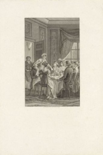 Woman rises in anger during a dinner