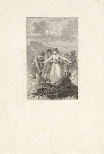 Woman is helped into a skiff amidst rough waters