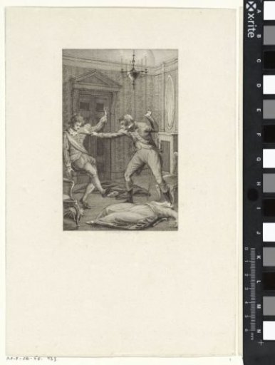 Man aims his weapon at another man