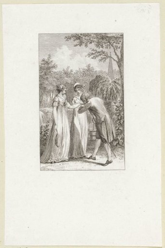 In a park a man kisses a woman's hand