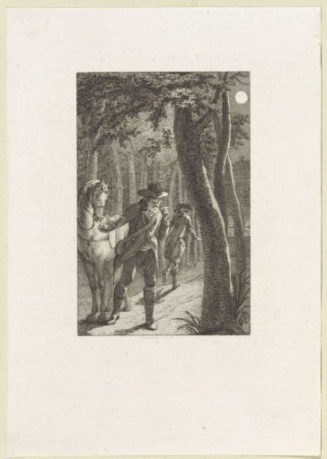Night view with two men at a house