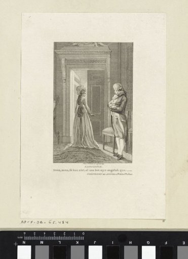 Woman leaving a room while a man watches