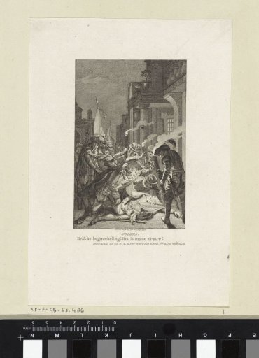 Night view with armed men around a corpse