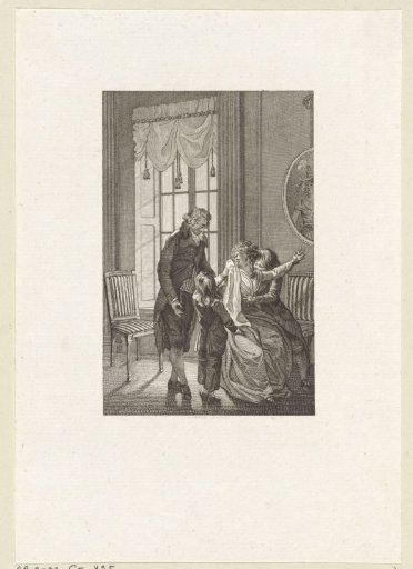 Crying woman being comforted by two children and a man