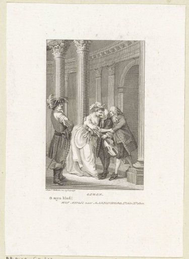 A man whispers something in a woman's ear