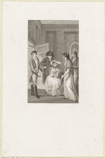 An angry woman points at a young man