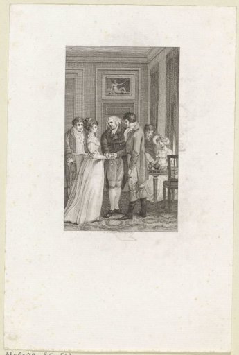 An older man blesses a young couple