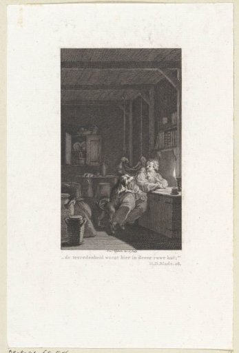 While Reinhart writes by candlelight, his dog comes to him