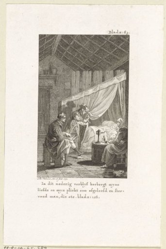 Dying man surrounded by visitors