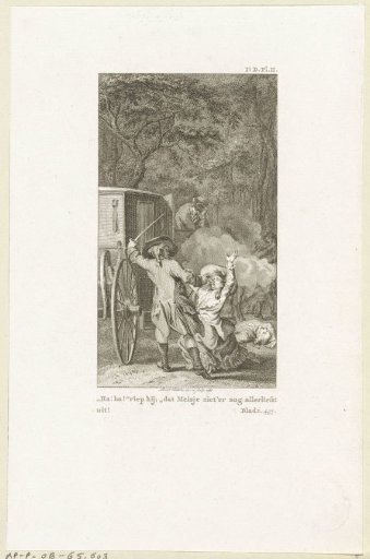 Ambush in the forest on a carriage