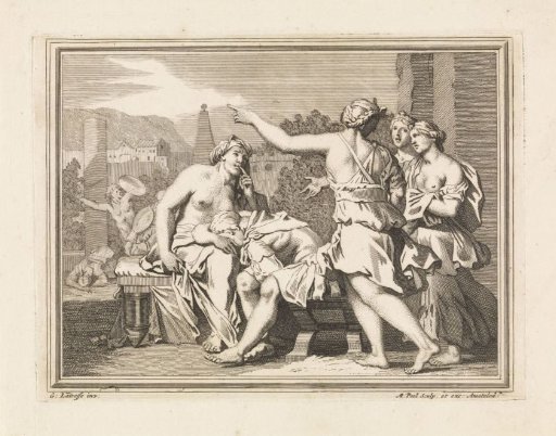 Italian landscape with mourning women