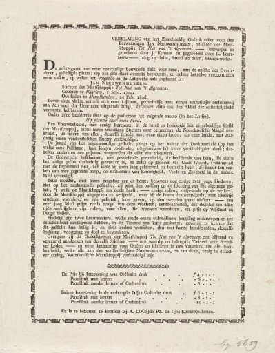 Explanation of the allegorical representation with memorial stone for Jan Nieuwenhuyzen