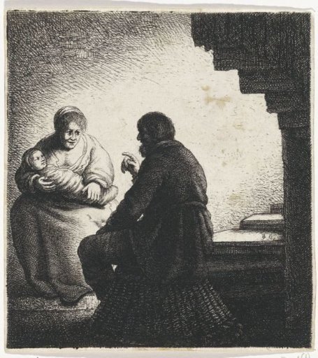 Family Sitting by a Spiral Staircase