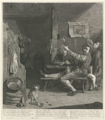 Tavern Interior with Drinking and Smoking Gentlemen