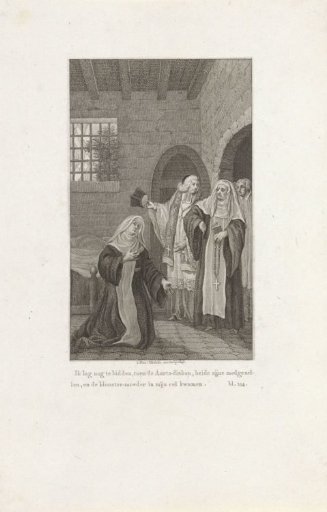 Praying nun visited by fellow nuns