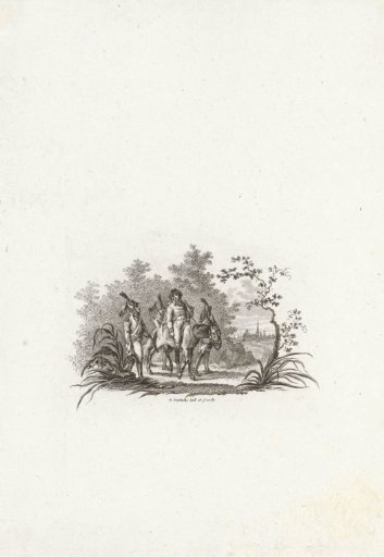 Vignette with soldiers and a rider