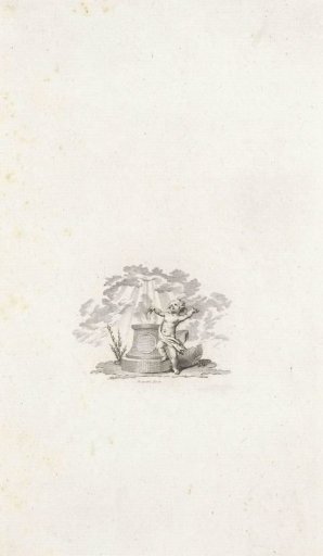 Vignette with a putto at an altar