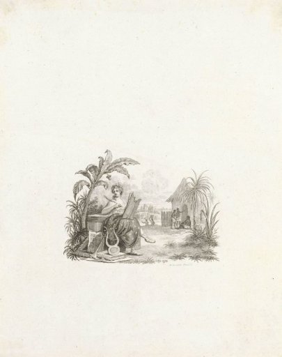 Allegorical figure in a tropical landscape