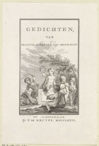 Title page for: Joannes Le Francq van Berkhey, 'Poems', 1776