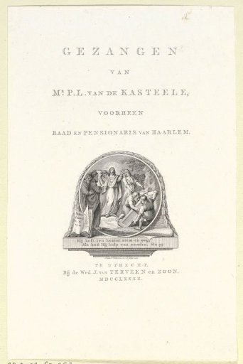 Title page for: P.L. van de Kasteele, 'Songs', 1790