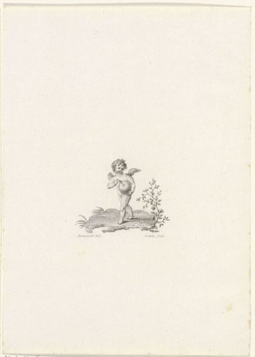 Putto with a ball from which an arrow protrudes