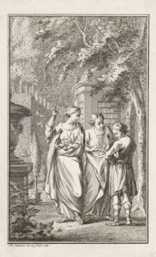 Two Women and a Man in a Garden