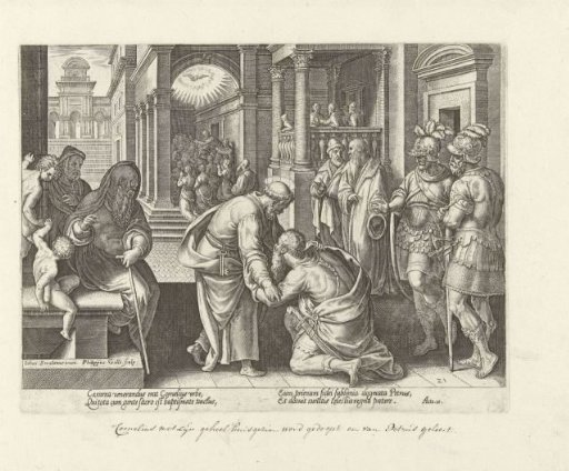 Cornelius kneels before Peter