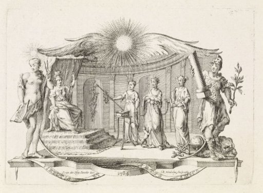 Three women with attributes of Minerva
