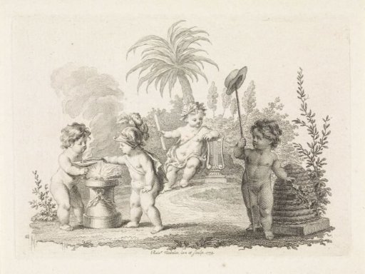 Four putti with allegorical attributes