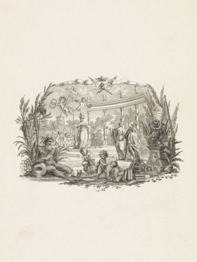 Emblematic print on William V as patron of the Leiden Academy