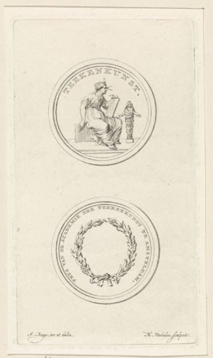 Obverse and reverse of a medal of the Academy of Fine Arts in Amsterdam