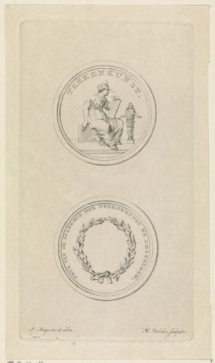 Obverse and reverse of a medal of the Academy of Fine Arts in Amsterdam