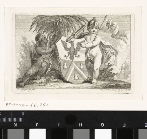 Two children with the family coat of arms of the van der Parra family
