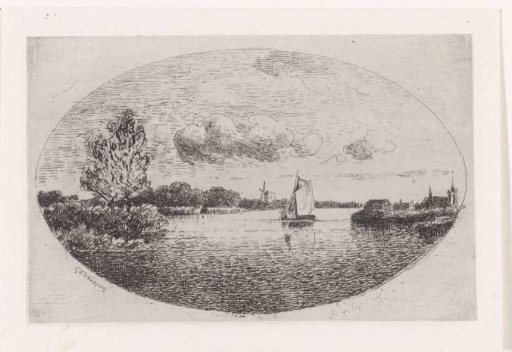 River view with a sailing ship