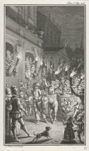 Torchlight Procession Through a City