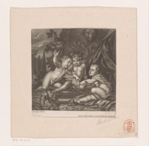 Three Cupids with a Bird