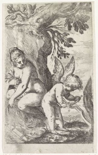 Venus Watching Amor Drawing a Bow
