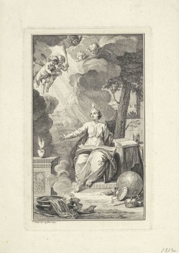 Allegorical representation with a female figure in a landscape