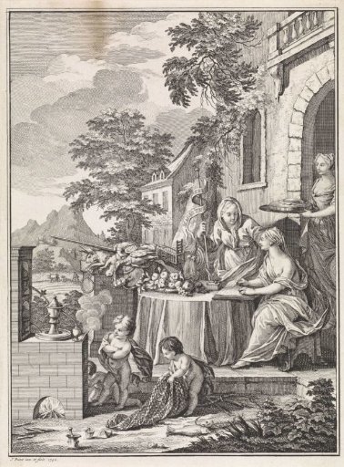 Two Women Around a Table at a Country House