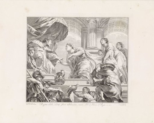 The Queen of Sheba puts Solomon to the test with riddles