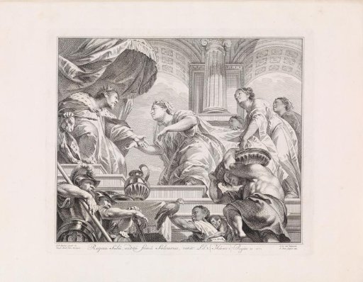 The Queen of Sheba puts Solomon to the test with riddles
