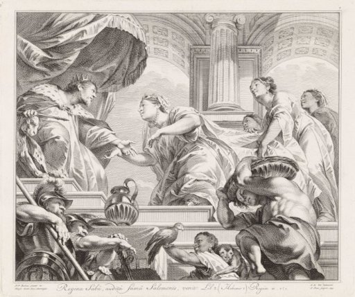 The Queen of Sheba puts Solomon to the test with riddles