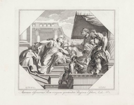 King Ahasuerus hands Esther his golden scepter