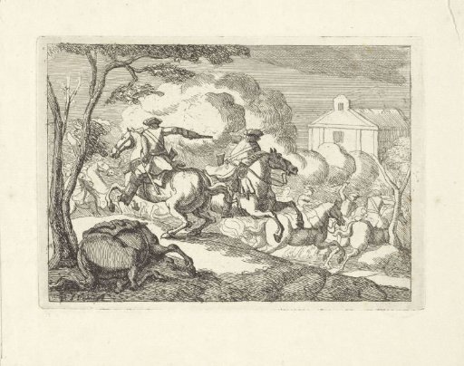 Cavalry Fight with Two Shooting Riders