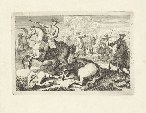 Cavalry Fight with a Wounded Rider and Horse in the Foreground