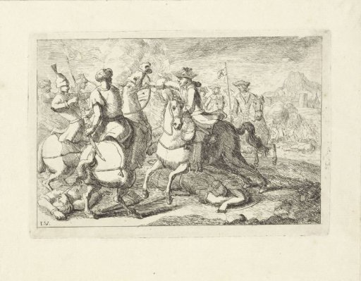 Cavalry Fight with Oriental Riders with Bow and Arrow
